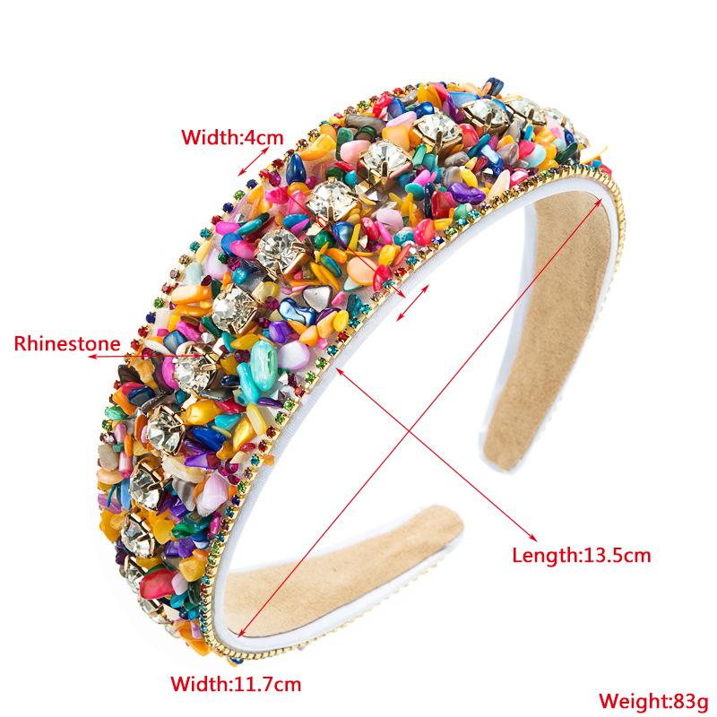 Trendový design vlasového pásku Drcená tyrkysová vykládaná diamantovou tkaninou se širokým okrajem Candy Color Čelenka Univerzální pokrývky hlavy