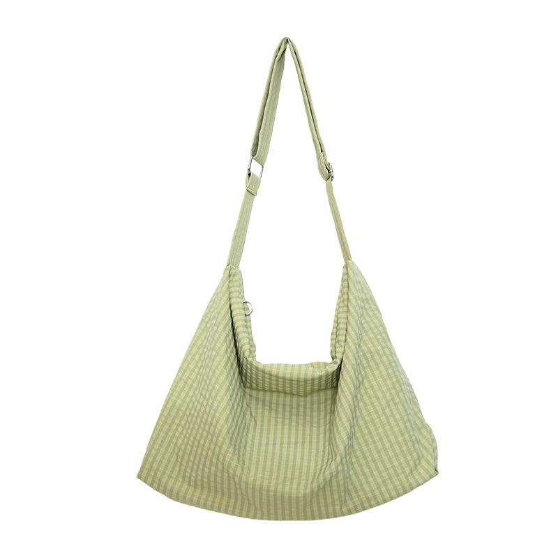 

Casual art canvas bucket bag fashion plaid shoulder women s bag nylon mother messenger bag One Size зелёный