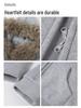 2025 Women's Gray Fur Collar Short Slim Sweatshirt - Petite Korean Style Autumn/Winter Outerwear