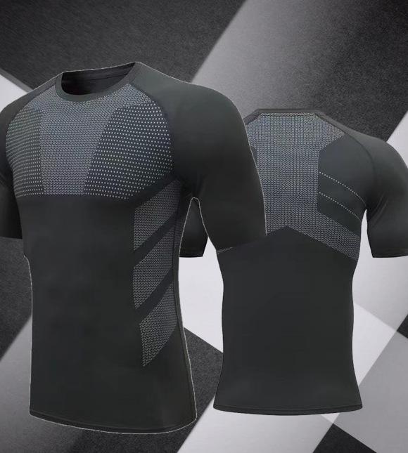 

Мужская быстросохнущая эластичная футболка с коротким рукавом для спортзала - Дышащая для бега и тренировок на открытом воздухе 3XL