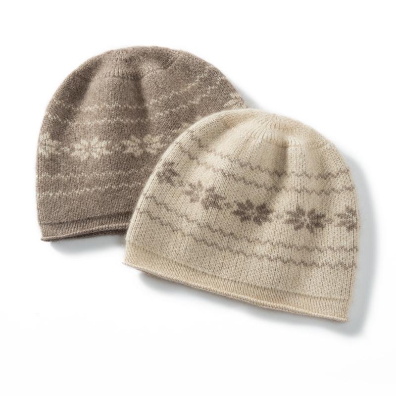 European and American New Cashmere Hat Bag Head Jacquard Ear Protection Hat Dome Warm Knitted Wool Hat
