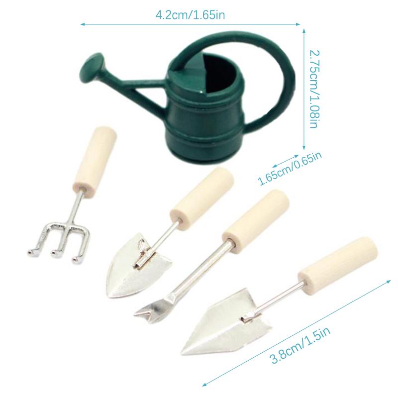 1:12 Puppenhaus Miniatur Garten Werkzeug Gießkanne Bauernhof Werkzeuge Gartenarbeit Set Wasserkocher Schaufel Gabel Outdoor Hof Modell Decor Spielzeug