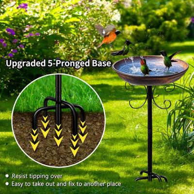 Vogelbad aus Metall für den Außenbereich, Retro-Vogelbad, leicht zu reinigende Schüssel mit Pfahl, rostfreies Vogelbad für Garten, Terrasse, Hofdekoration