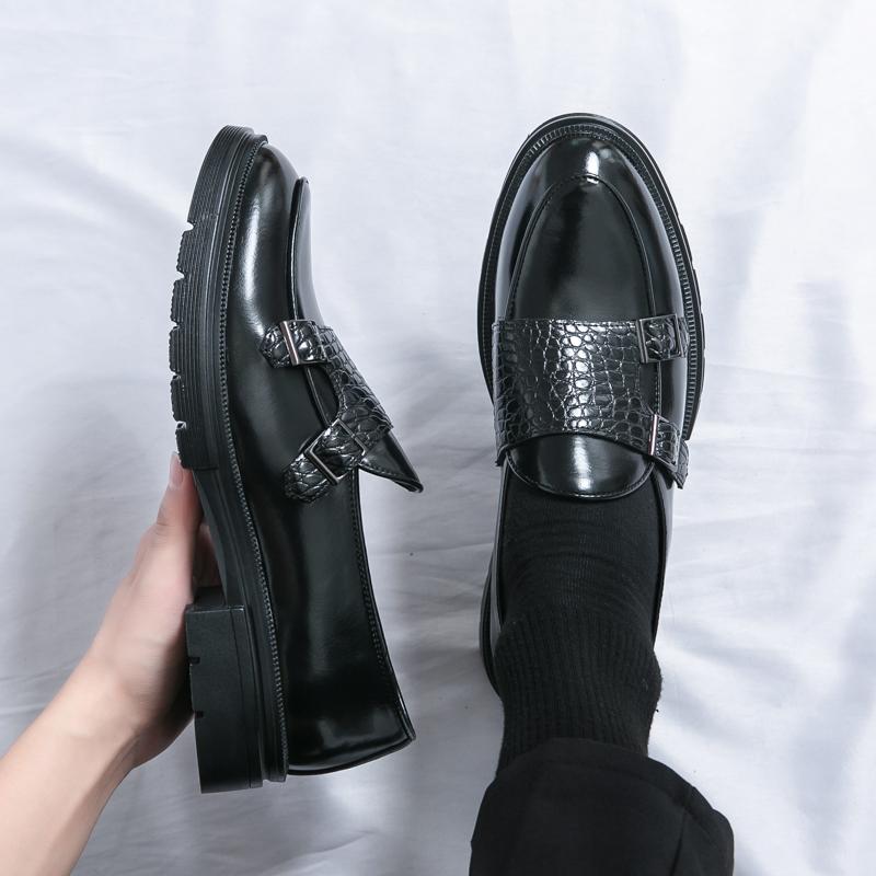 Fashion Double Monk Strap Luxury Men Leather Shoes Handmade Fashion Designer Business Dress Shoes Men Original Wedding Shoes Moccasins