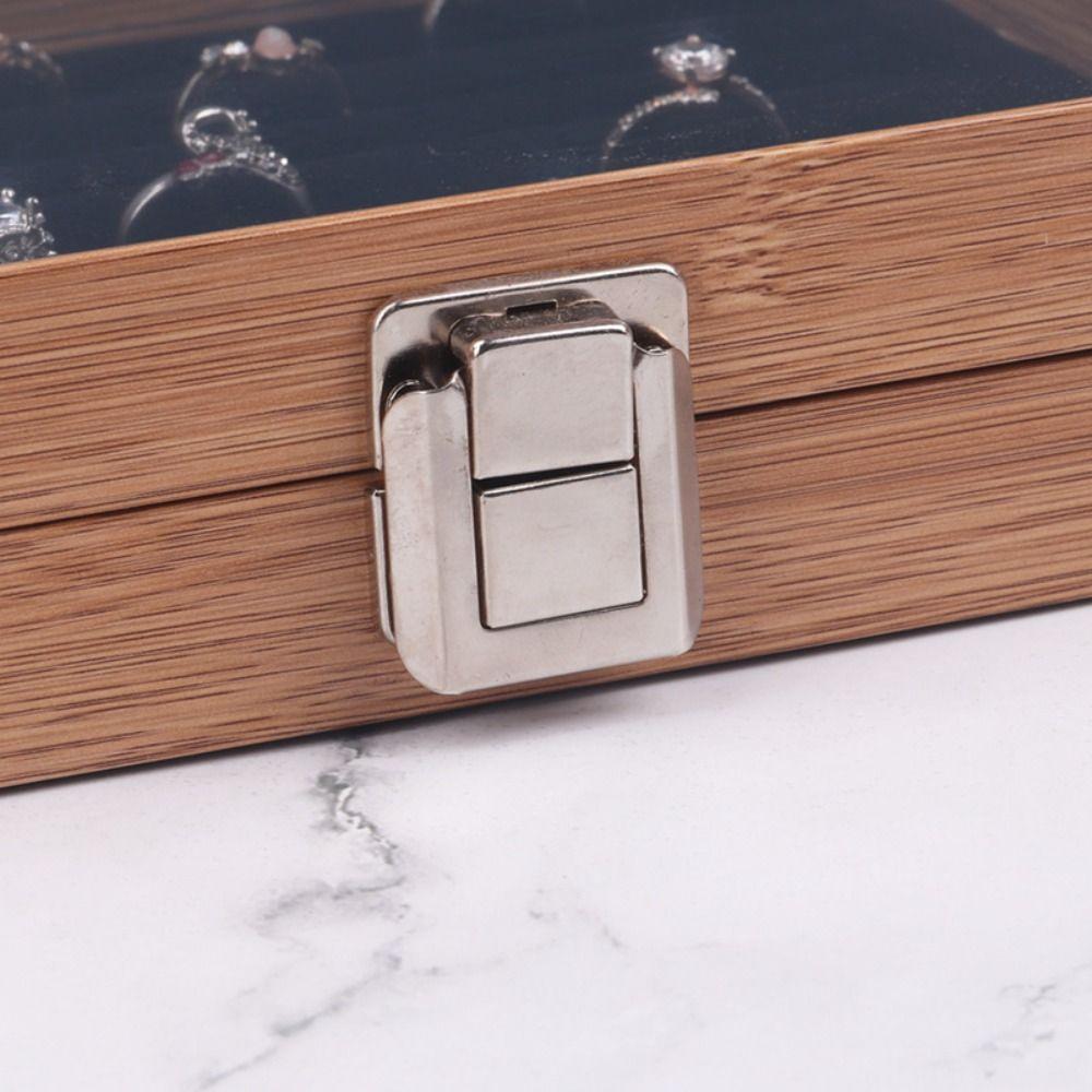 Velvet Wooden Jewelry Box Glass Lid Jewelry Display Tray Ring Display Holder  Jewelry Storage