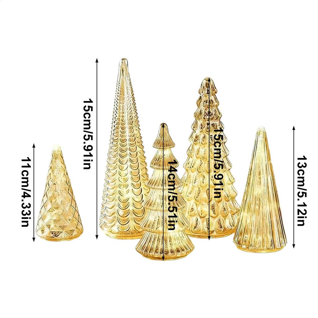Lighted Christmas Tree 5 Pcs Acrylic LED Small Artificial Xmas Tree Home Fireplace Bedroom Living Room Decorations Party Favors