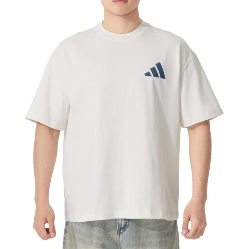 Adidas T Shirts Unisex White Crew Neck Moderate Straight Fit JX9127-