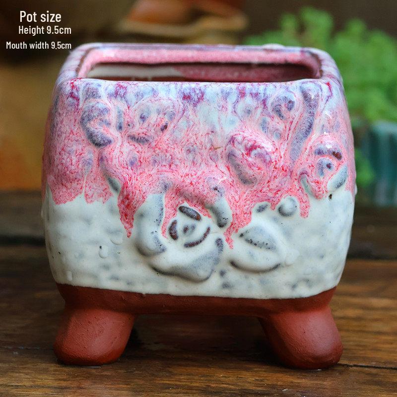 Handmade Retro Zisha Ceramic Pot for Succulents, Orchid, and Asparagus - Breathable Small Flower Pot