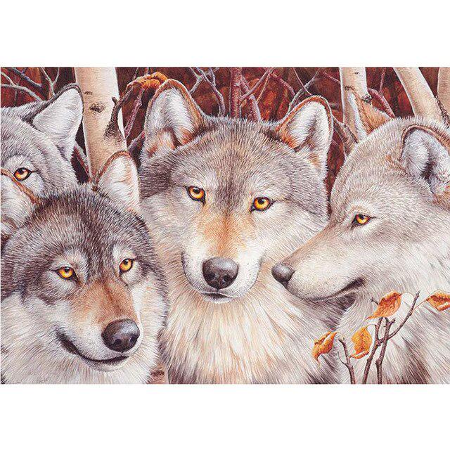 DIY 5D Diamond Painting Wolf Animal Mosaic Kit Cross Stitch Diamond Embroidery Full Drill Round