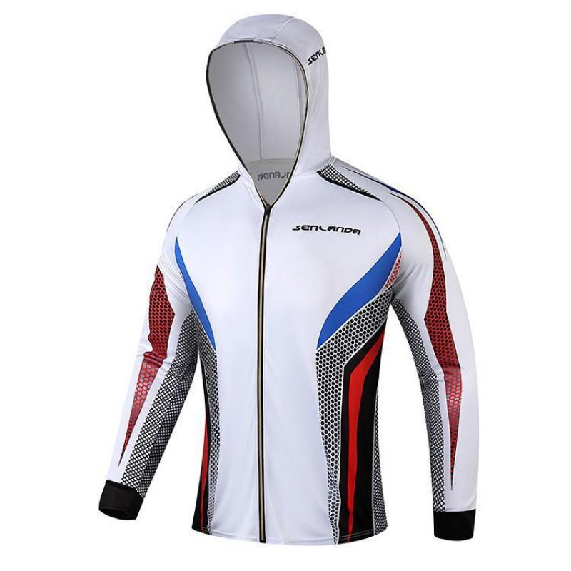 UV Protection Fishing Shirt Long Sleeve Quick Dry Breathable Ice Silk Hooded Outdoor Cycling Hiking Small