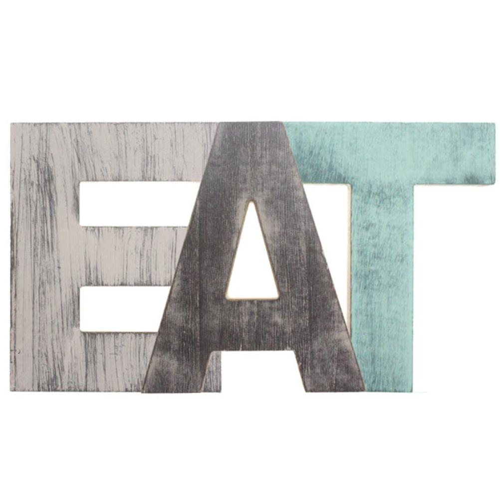 Christmas Wooden Hanging Rustic Multicolor Cutout Wooden EAT Letters Wall Mounted Decorative Signs