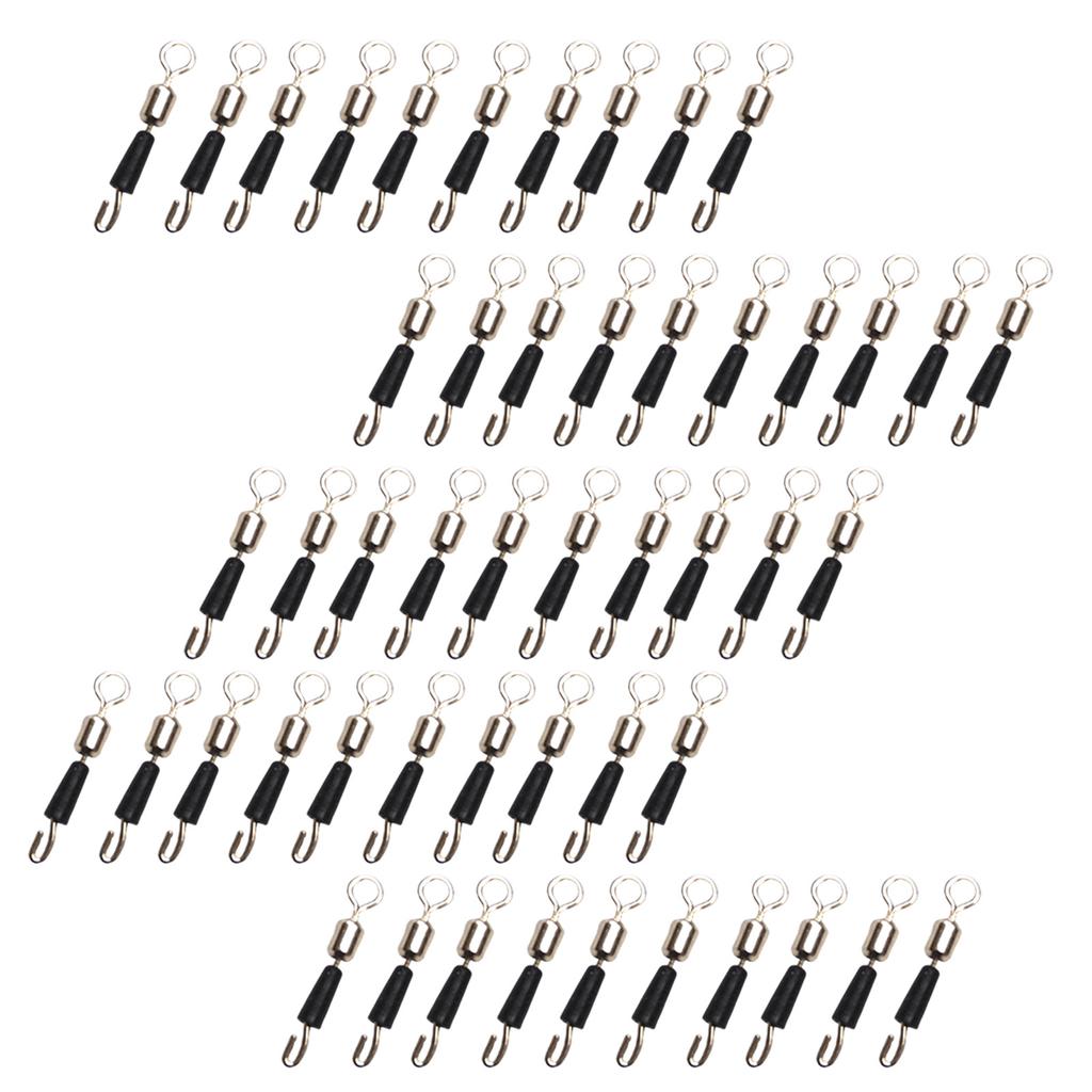 50Pcs Fishing Quick Changes Swivels Fishing Line Connector Lures Connector Clip Salt/Freshwater Fishing Barrels Swivels