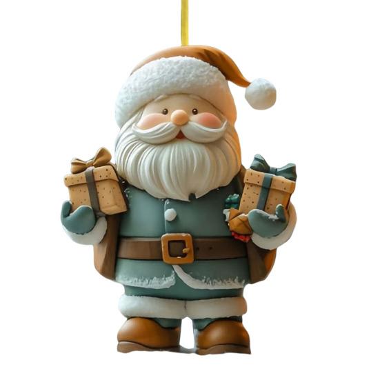 Santa Claus Ornaments 2D Acrylic Cartoon Santa Pendant Christmas Tree Hanging Decoration for Holiday Tree Home Decor