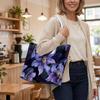 Elegant Purple Floral Women Tote Bag Fashion Daily Casual Handbag for Shopping Travel
