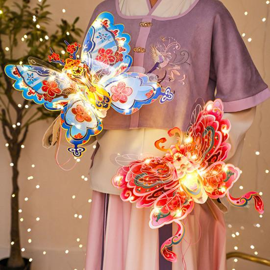 Butterfly Lantern DIY Traditional Handheld Chinese Lantern for Chinese New Year Spring Festival Mid-Autumn Festival Decoration