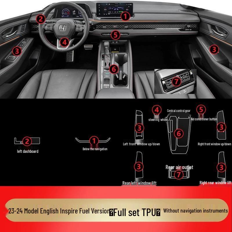 Honda Inspire Interior Protection Film for Center Console & Dashboard Decoration
