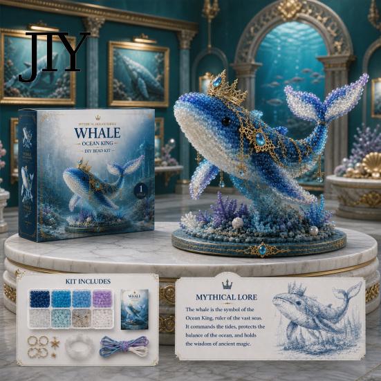 Set Interattivo per Creare Perline Kit Fai da Te Oceano Mitico per Principianti, Animale 3D con Perline e Istruzioni, Perline Scintillanti Artigianato Disegni Marini Unici