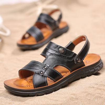 Herren Sommer Neueste Herrensandalen Herren Leder Strandschuhe Lässige Herrenschuhe Mode Pantoletten Streifen Sandalen Gummi Übergröße Schuhe