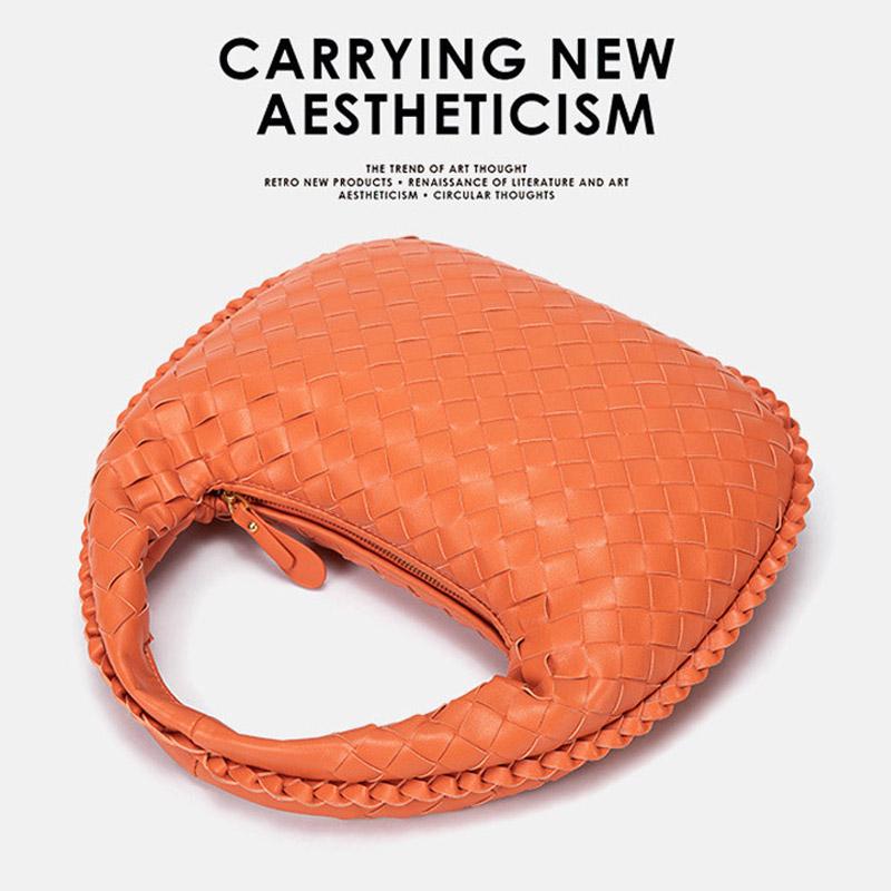 2025 Trendy Woven Hobo Bag for Women Style Half Moon Shoulder Bag Small Crescent Crossbody Purse