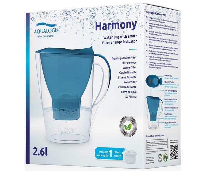 Set - Aqualogis Harmony 2.6 Blue filter jug + Filter cartridge for filter jug - Aqualogis Pure+ 3 pcs.