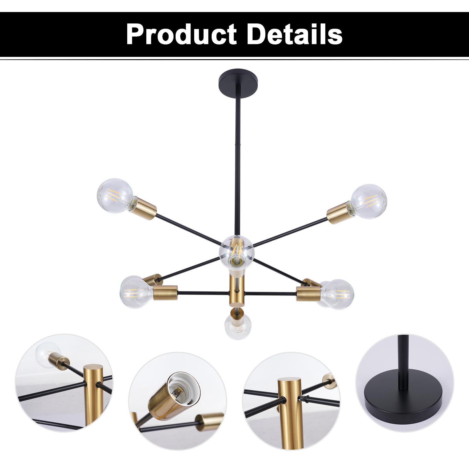 Neoglint Ceiling Lamp 8-Light Modern Metal Chandelier Semi Flush Mount Ceiling Light Fixture Pendant Lights Industrial Farmhouse Ceiling Lights for Be