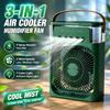 Three-in-one Fan Air Conditioner LED Light Portable Humidifier Air Conditioner Fan 3/4 Wind Speed Outdoor Travel Water Spray Fan