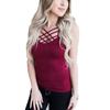 Cotton Camis Sexy Cross Tops Bandage Tank Tops Women Summer Black White Women Black Sexy Cropped T-Shirt