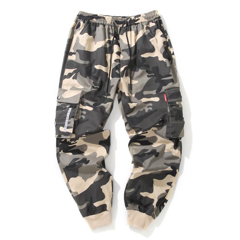 Hip Hop Kargo Pantolon Erkek Moda Joggers Rahat Pantolon streetwear Çok Cep Şeritler Askeri Pantolon Erkekler Harem Pantolon Büyük Boy