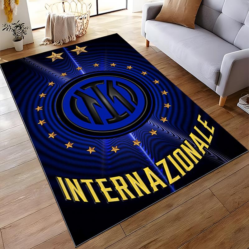 Inter Milan Logo Rug with Stars Design Non-slip rug suitable for living room and bedroom sofas.