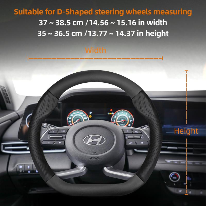 For Hyundai Carbon Fiber Texture Perforated Leather Steering Wheel Cover I30 Tucson Ix35 I20 Solaris Creta I10 Ioniq Getz Accent WW73