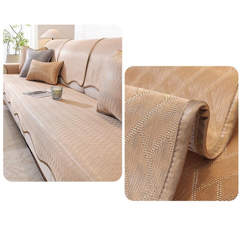 Summer Ice Silk Sofa Cover Minimalist High-End Cat Scratch Resistant Non-Slip Sofa Cushion Mat Cool Seat Footrest Chaise Lounge Protector