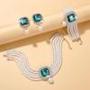 Multi-layer Imitation Pearl Crystal Earrings Bracelet Necklace Three-piece Set Bridal Luxury Full of Diamond Jewelry Women
