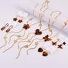 French Luxury Four-Leaf Clover Heart Butterfly Amber Necklace & Earrings Set