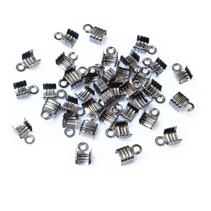 200pcs Fits 3/4/5mm String Cords Ends Tips Ribbon Leather Rope Fold Crimp Bead Connectors For DIY Jewelry Making Accessories