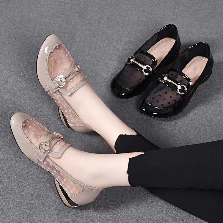 Mesh Soft Leather Single Shoes 2025 New Hollow Low-heeled Women's Sandals Summer Flat-soled Soft-soled Loafers Low-top Leather Shoes