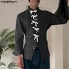 Men Lapel Long Sleeve Front Bow Knot Back Twisted Casual Shirts