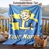 Custom Text Flannel Throw Blanket, Lightweight Cozy Bed Sofa BlanketFallout Vault Boy