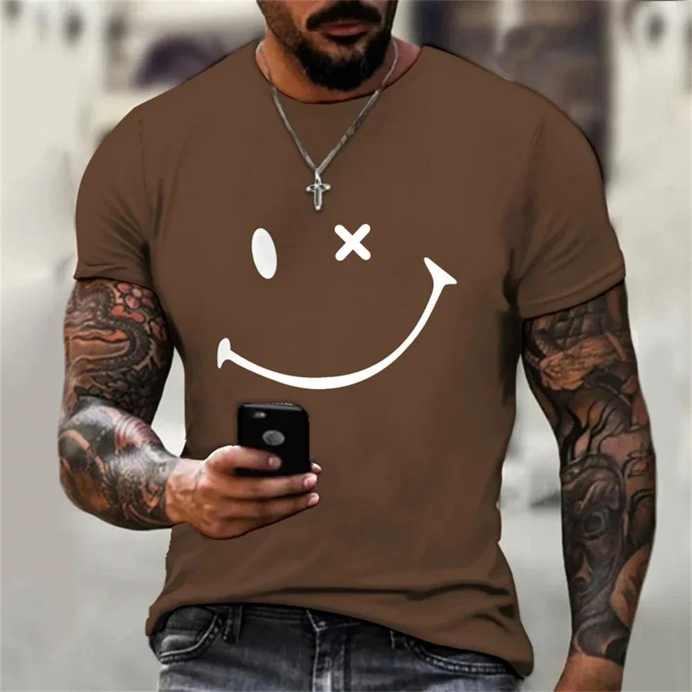 Funny Mens T-shirt Smiling Face New Trendy Summer Fashion Simple Tops 3D Print Loose Casual Short Sleeve T shirts
