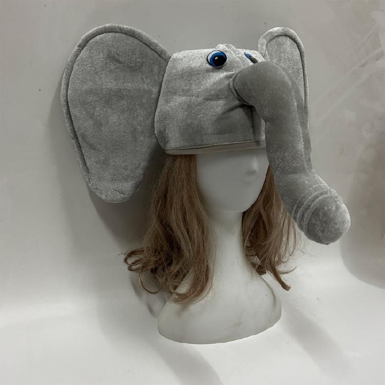 Plush Elephant Hat Unisex Headgear for Halloween Cosplay Event Props Novelty Costume Hat Headwear 3D Hat for Party