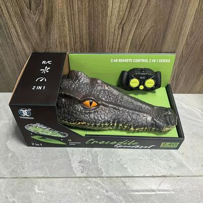 New Remote Control Toy Boat, Simulated Crocodile Fun Prank Toy Speedboat, Small Parts Color Random Self-Prepared Battery