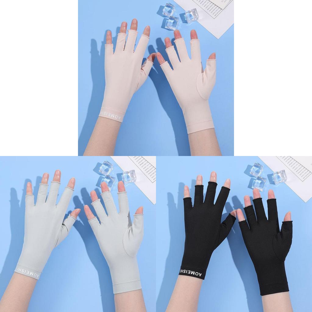 Female Summer Sunscreen Half Finger Gloves With Quick Dry And Touch Screen Functionality