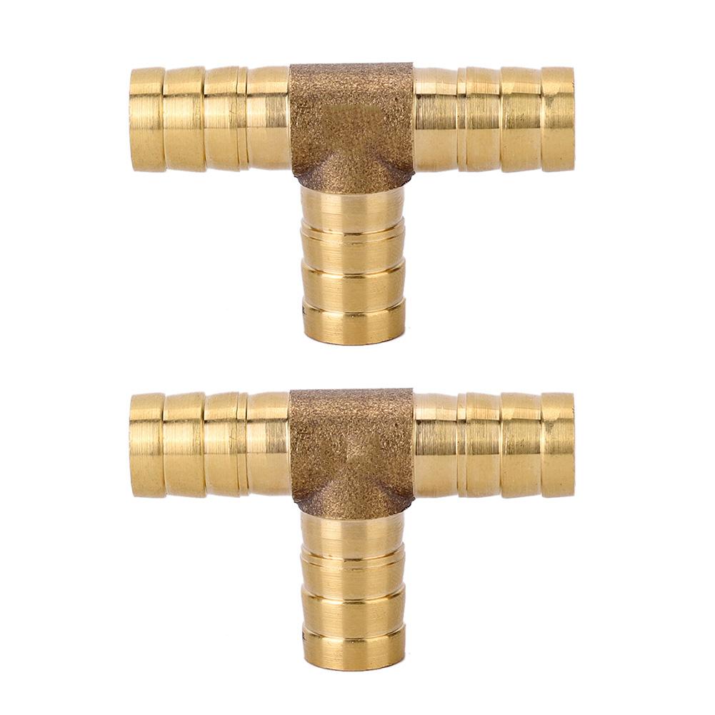 

2pcs 1 2in (12mm) Brass 3 Way T Fitting Thread Hose Barb Tee Connector for Gas Fuel Water Air