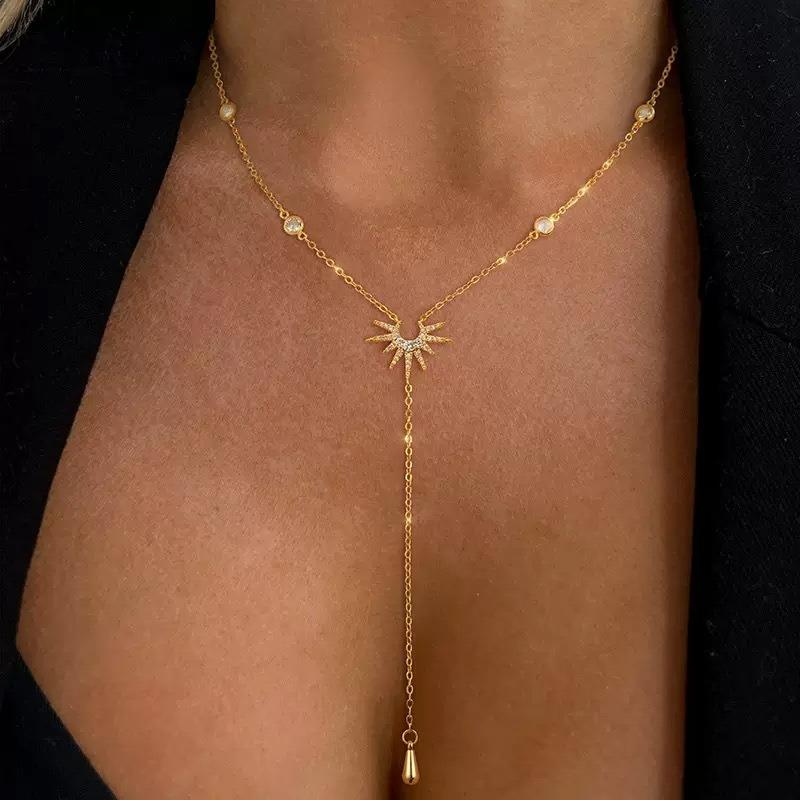 Hot-selling Fashionable Foreign Style Y Chain Fashionable Women Long Tassel Beach Chain Niche Set High-end Necklace Gift