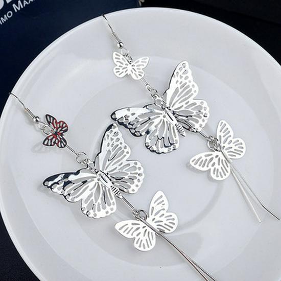 Korean Butterfly & Bowknot Cat's Eye Earrings with Pearl Studs