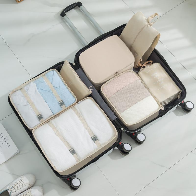 7pcs Travel Portable Luggage Organizer Bags Save Space Breathable Mesh Bag Clothing Classified Storage Bags Large Capacity Pouch