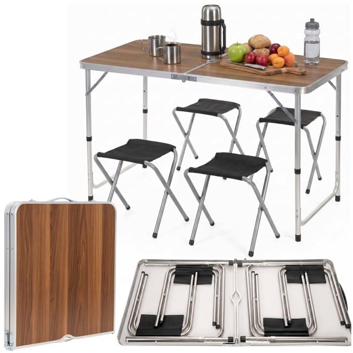 Folding Camping Set - SPRINGOS - CS0178 - 3-level Adjustable Height - Suitcase Format - 4 Folding Chairs