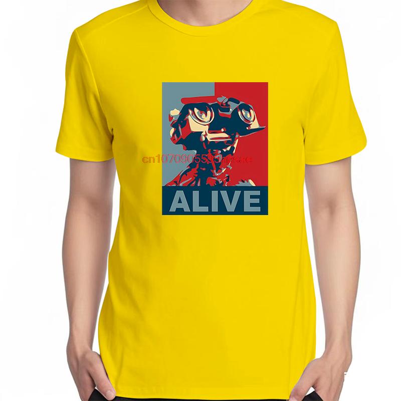 Funny Shirts Graphic Tee Johnny Number 5 Short Circuit Alive Lebt Nummer Robot Retro Short Sleeve Tee Cotton Printed Tshirt