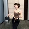 American leopard print sling vest women's summer wear design sense niche hot girl sexy sleeveless pure desire to show thin top