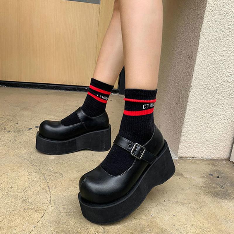 Fashion Mary Jane Shoes Women Platform Platform Platform Heel Shoes New Japan Jk Harajuku Soft Sister Big Head Shoes