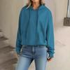 Women's Loose Long Sleeved Pullover With Drawstring And Pocket Hooded Solid Color Hoodie